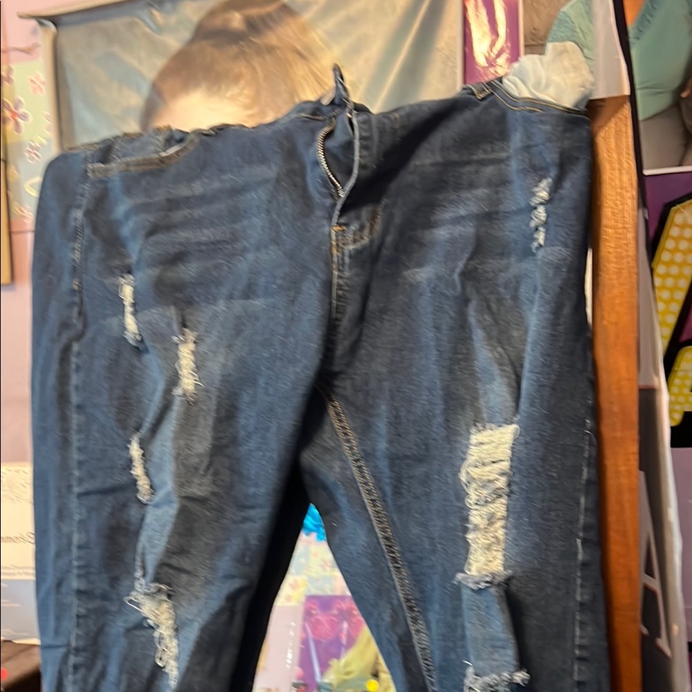 Distressed Blue Jeans